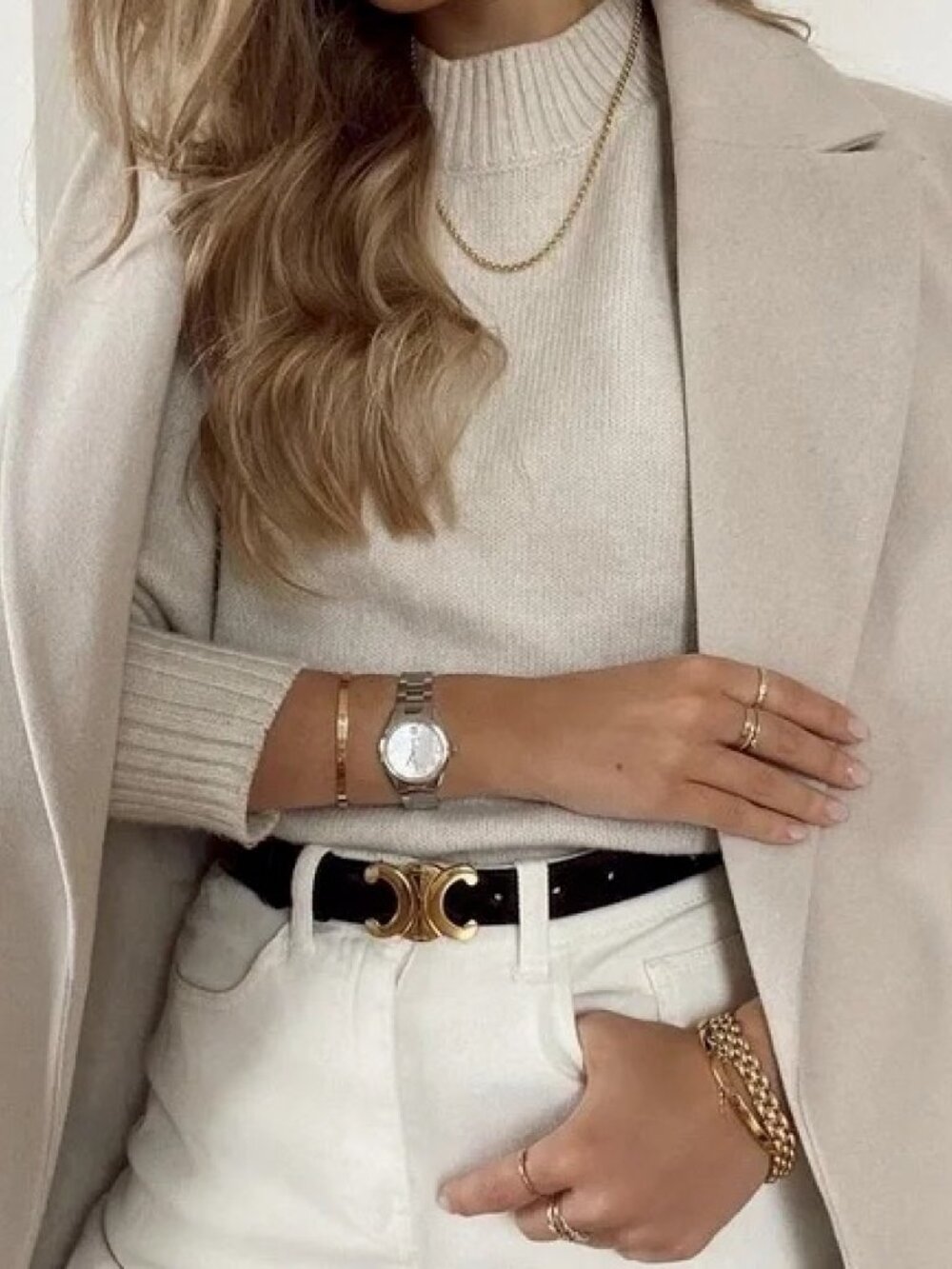 Celine Triomphe Belt in Black Taurillon Leather